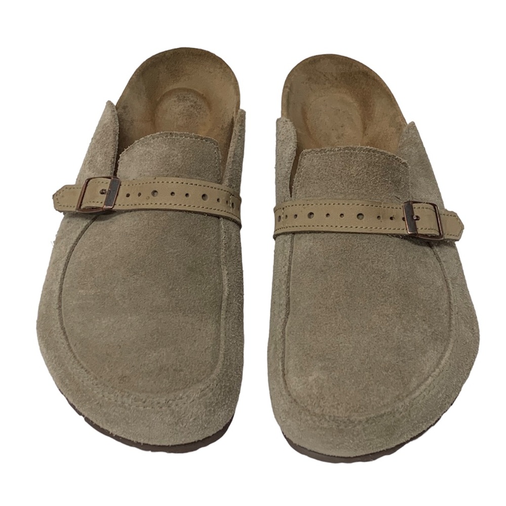 Birkenstock Eaton suede mules/ slides clogs, color taupe, size 40 (L9, M7)